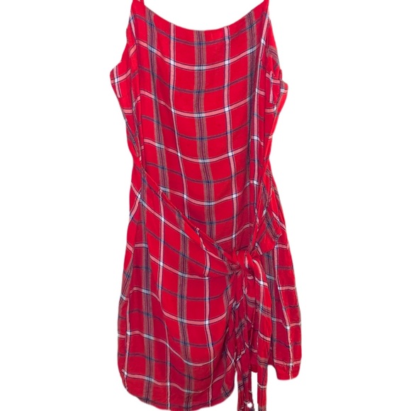 Cotton Candy Dresses & Skirts - Cotton Candy Red Plaid Tie Waist Mini Dress